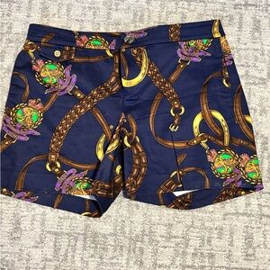 Ralph Lauren Equestrian navy blue cotton shorts polo horse belt print - Size 6P